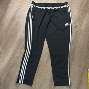 Adidas Black Track Pants with White Stripes